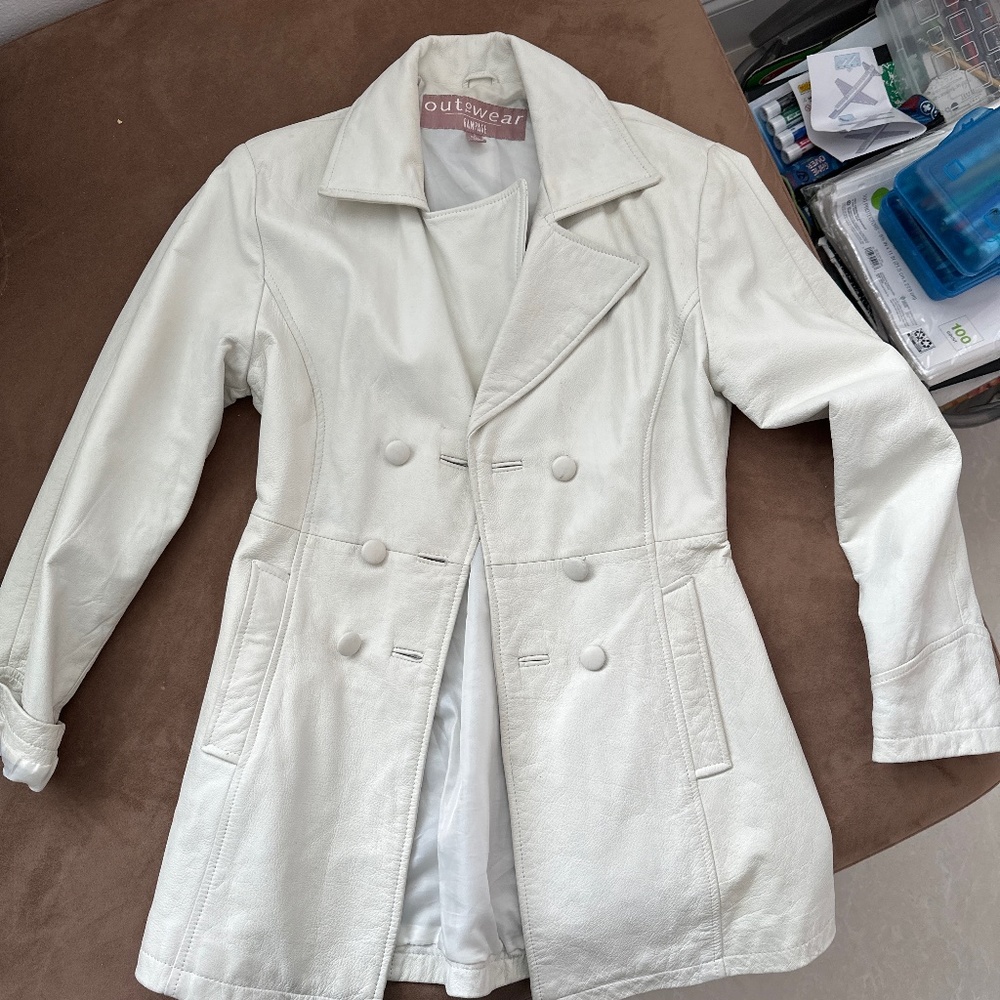 White jacket made of real leather